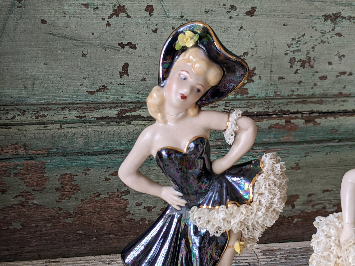 1950s Jamar Mallory **Rare Unmarked Lusterware Figurines Set of 2 **Amazing Find!!