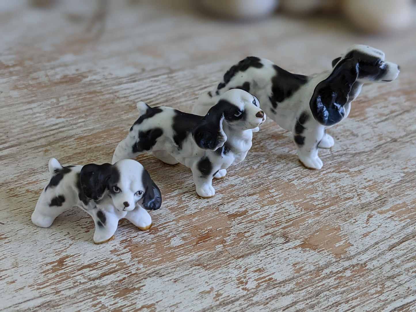 1950s Cocker Spaniel Family Bone China Japan **Set of 3