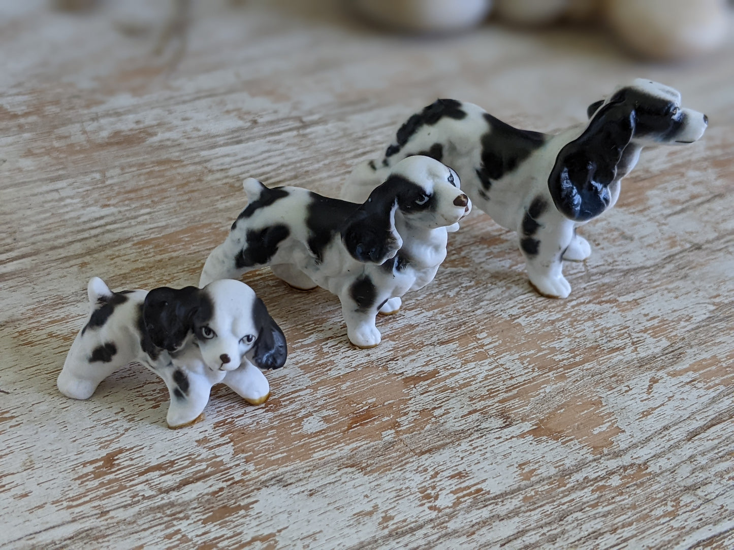1950s Cocker Spaniel Family Bone China Japan **Set of 3
