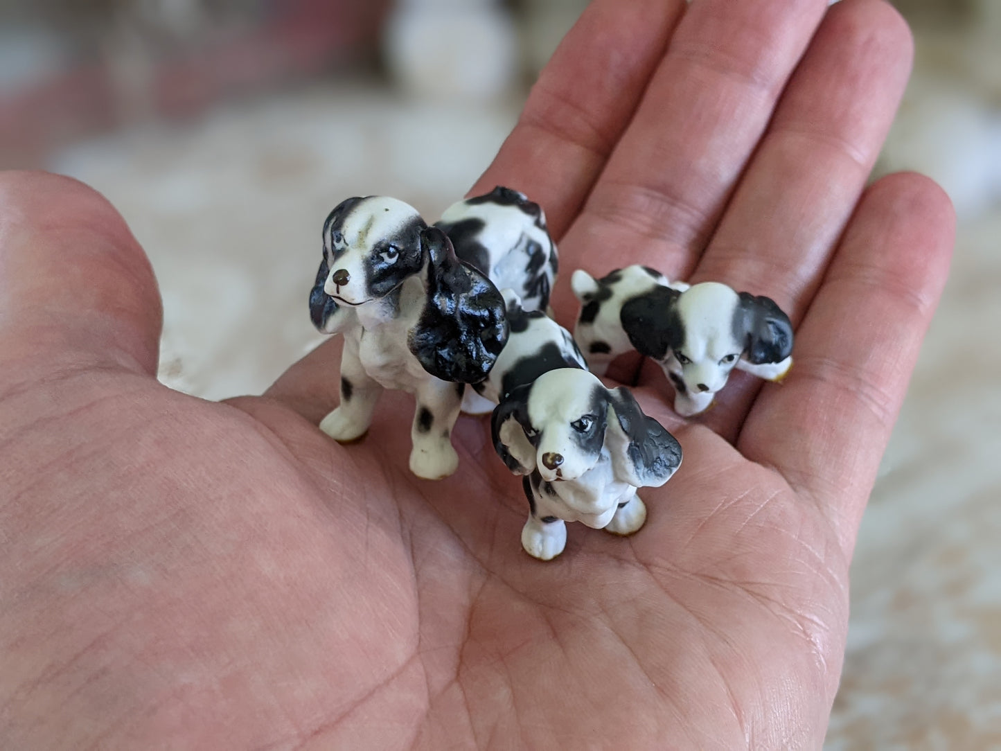 1950s Cocker Spaniel Family Bone China Japan **Set of 3