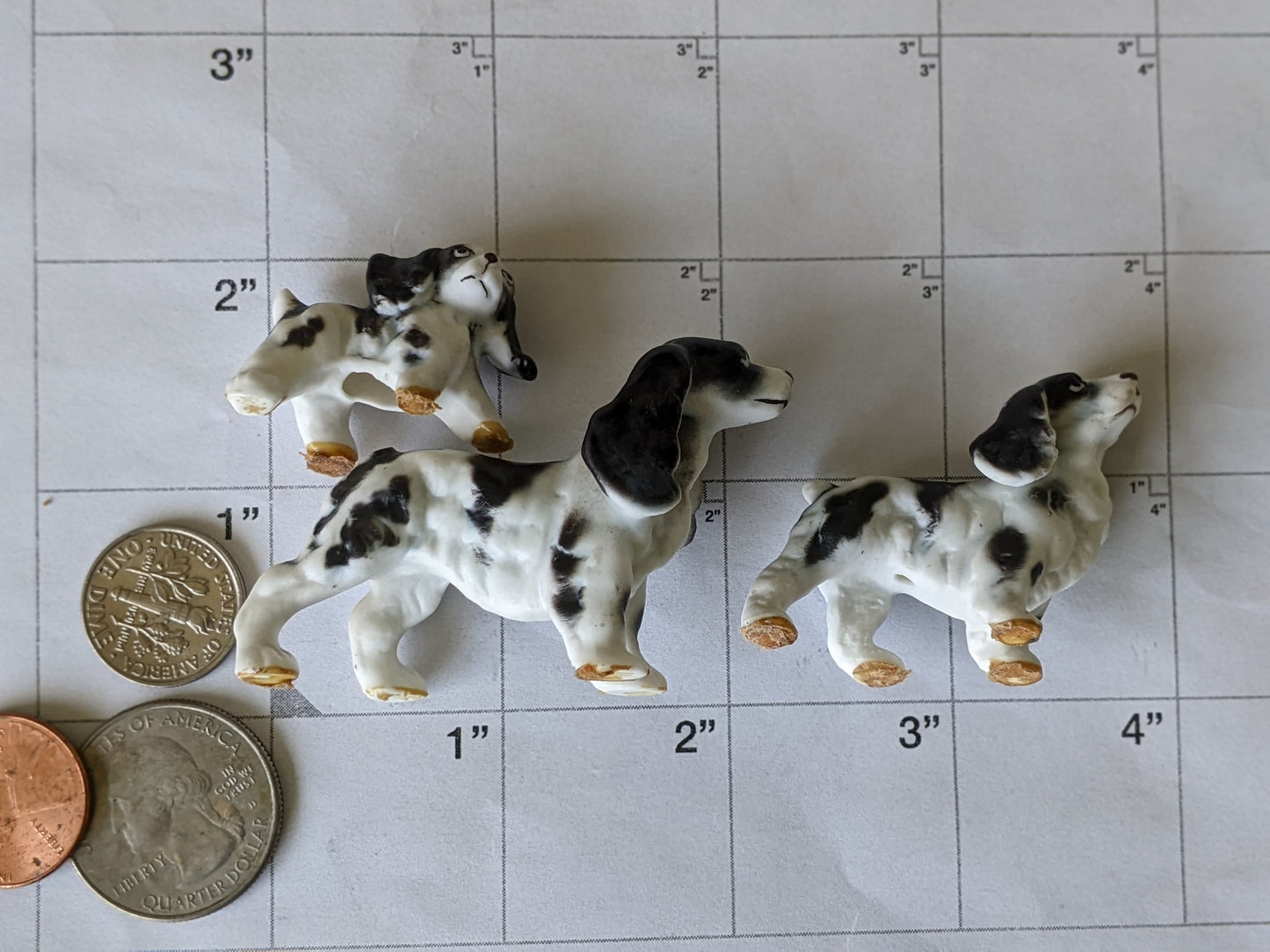1950s Cocker Spaniel Family Bone China Japan **Set of 3