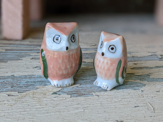 Vintage Owls Miniature Figurines Bone China Japan