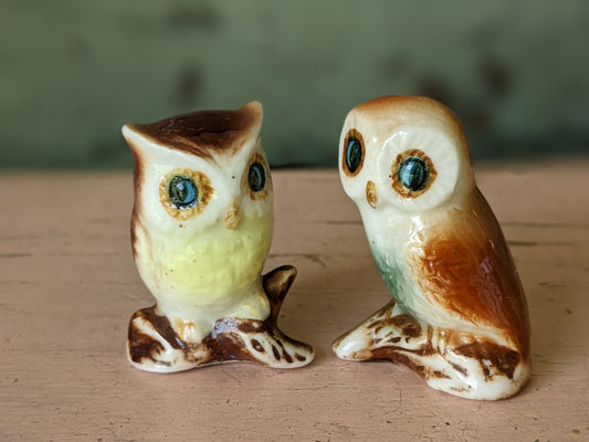 1950s Owls Bone China Miniatures Mini Kitsch Kitschy Sad