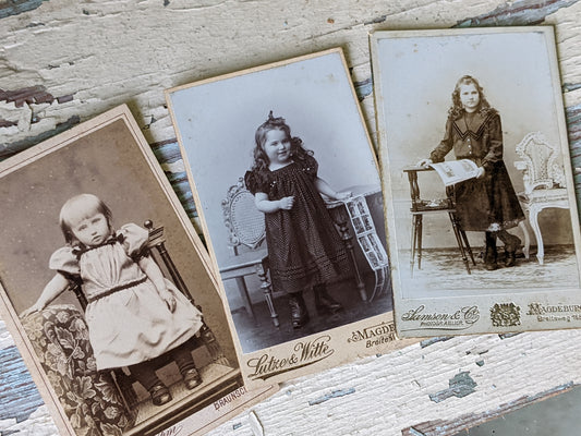 Vintage Cabinet Card Photographs Young Womans Portrait Different Ages