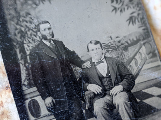 Vintage Tintype Studio Portrait Two Men