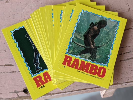 1985 RAMBO First Blood Part 2 Complete 22 Sticker Set by Topps
