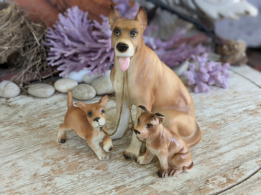 1950s Lipper & Mann Great Dane Mother w Pups Chain Leash Porcelain Japan !! The Best Vintage Gifts !!