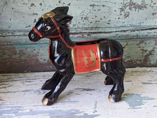 1950s Rare !! Redware Donkey Mule Planter Japan Hand-Painted !! Hard To Find Vintage Gifts !!