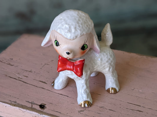 1950s Lamb Salt Shaker White Gold Highlights Japan !! Adorable Vintage Gifts !!