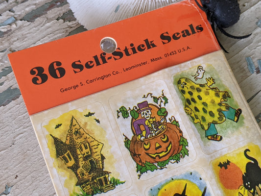 1980s Self-Stick Halloween Seals Stickers by George S. Carrington Co. !! Vintage Collectibles Scrapbook Gifts !!