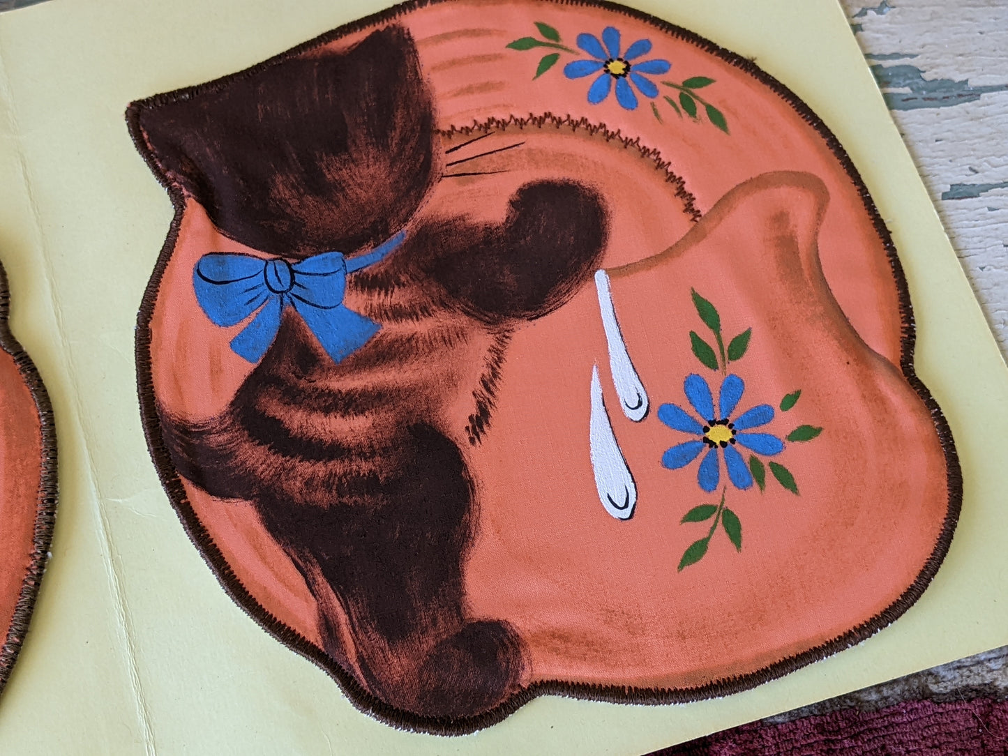 Vintage !! Rare One-Of-A-Kind !! Kitty Kapers Potholders Custom Handmade Kitschy Cute !! Unique Amazing Vintage Gifts !!