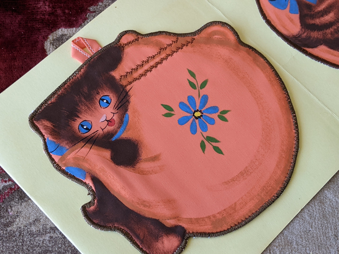 Vintage !! Rare One-Of-A-Kind !! Kitty Kapers Potholders Custom Handmade Kitschy Cute !! Unique Amazing Vintage Gifts !!