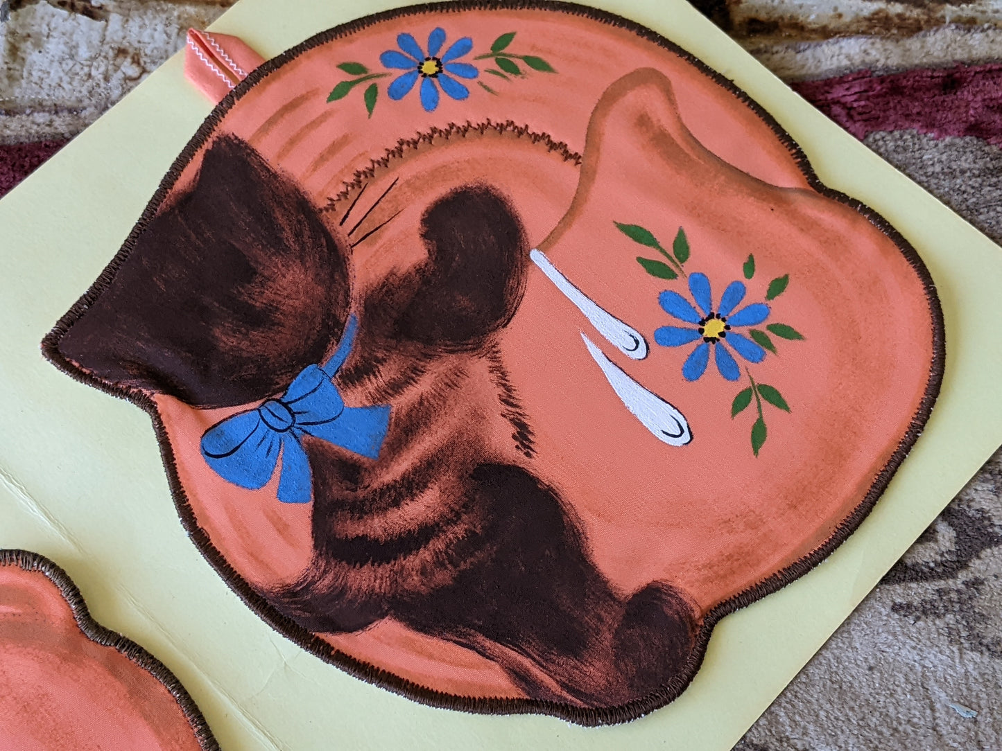 Vintage !! Rare One-Of-A-Kind !! Kitty Kapers Potholders Custom Handmade Kitschy Cute !! Unique Amazing Vintage Gifts !!