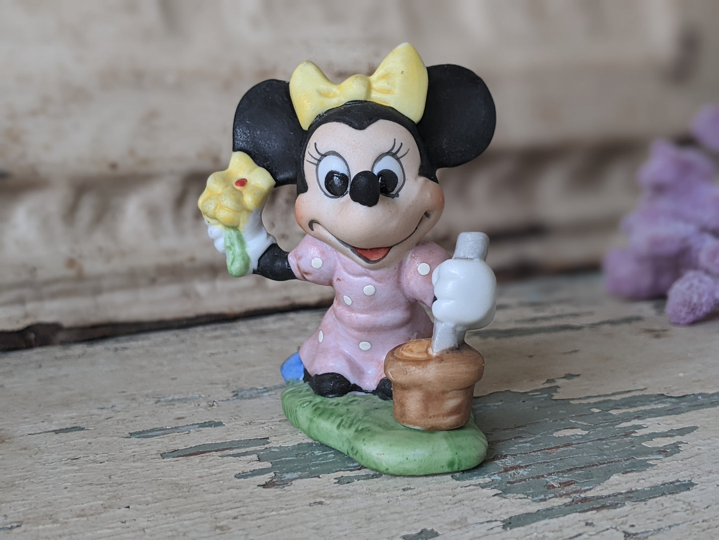 1970s Minnie Mouse Bisque Figurine by Walt Disney Productions !! Joyful Collectibles !! Classic Disney Gift Ideas !!