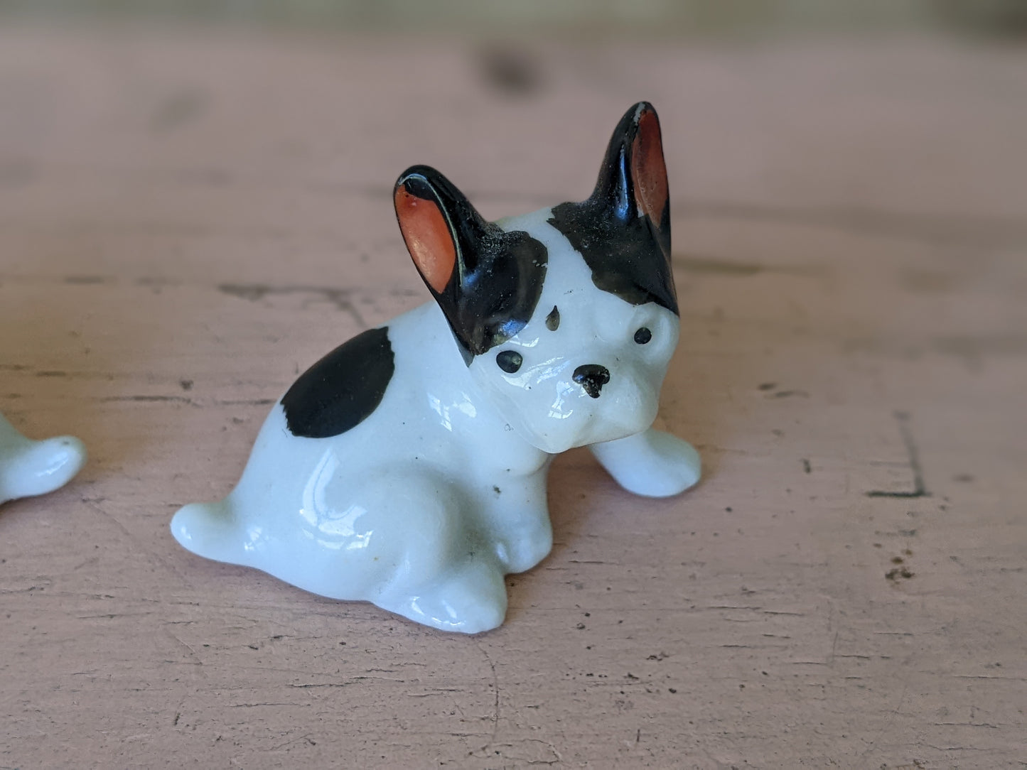 1950s Mid-Century Twin French Bulldogs Porcelain Bisque Figurines !! Adorable Vintage Gifts !! Unique Antique Gift Ideas !!