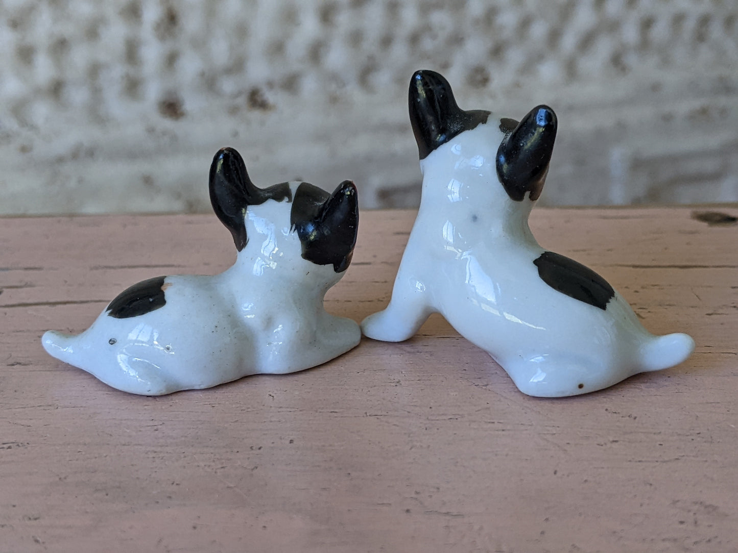 1950s Mid-Century Twin French Bulldogs Porcelain Bisque Figurines !! Adorable Vintage Gifts !! Unique Antique Gift Ideas !!