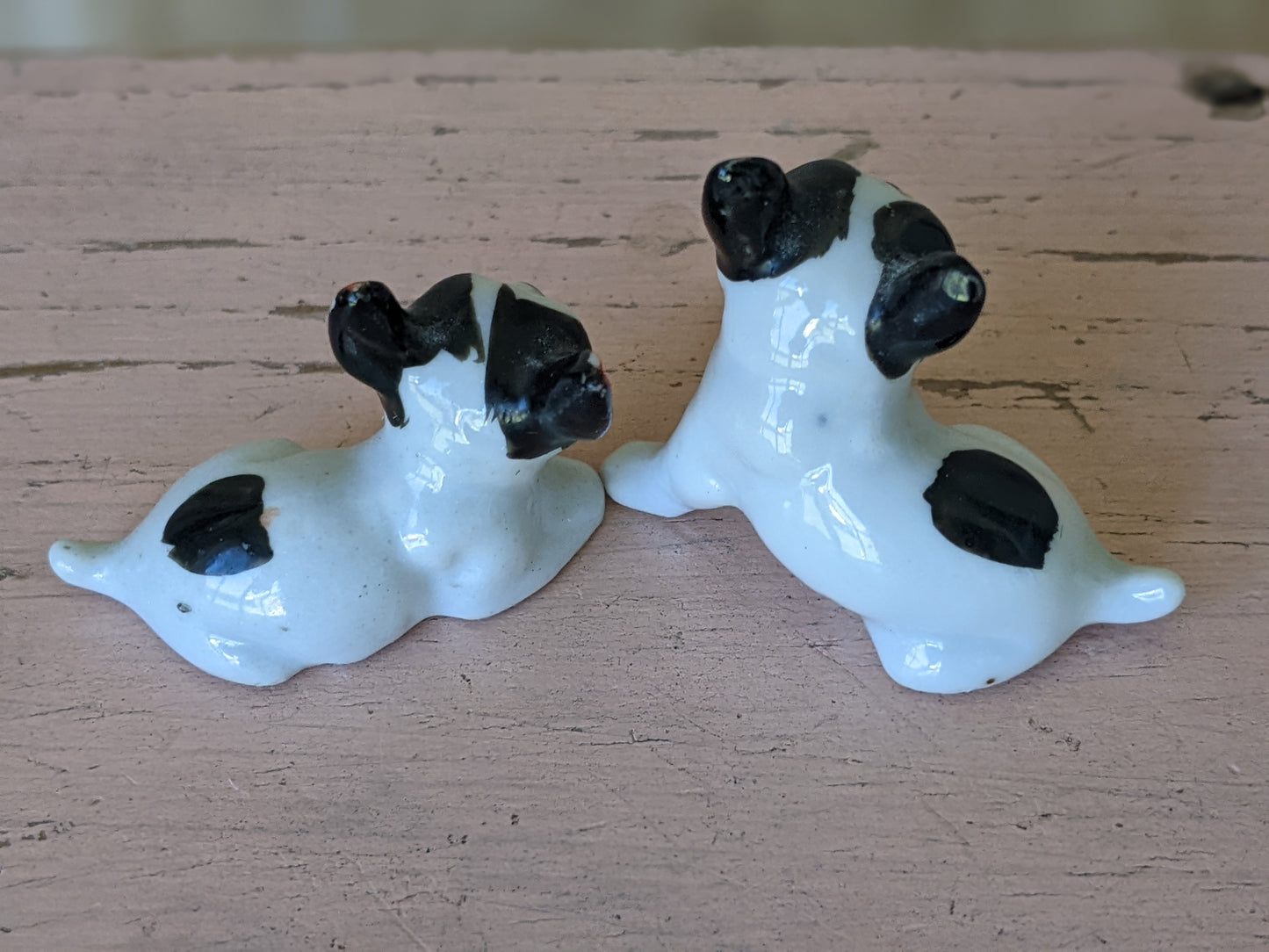 1950s Mid-Century Twin French Bulldogs Porcelain Bisque Figurines !! Adorable Vintage Gifts !! Unique Antique Gift Ideas !!