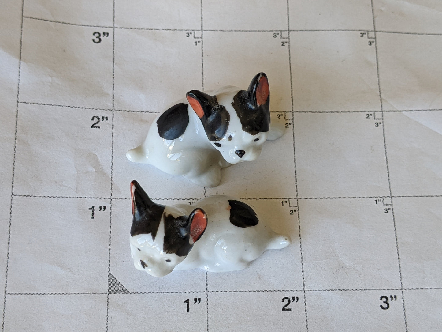 1950s Mid-Century Twin French Bulldogs Porcelain Bisque Figurines !! Adorable Vintage Gifts !! Unique Antique Gift Ideas !!