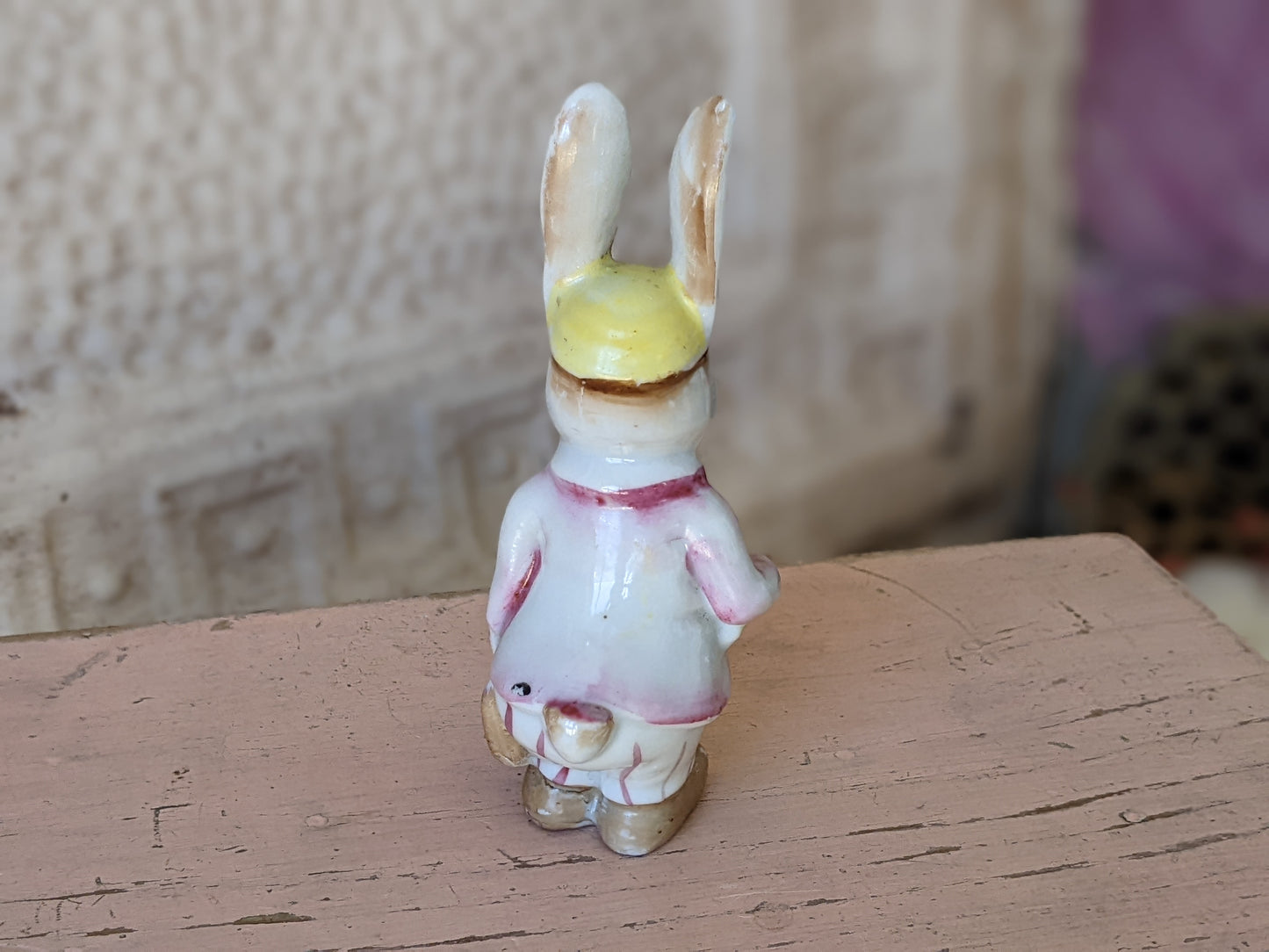 1950s Bunny School Boy Hat Books Porcelain Figurine Occupied Japan !! Amazing Vintage Gifts !! Antique Historical Collectibles !!