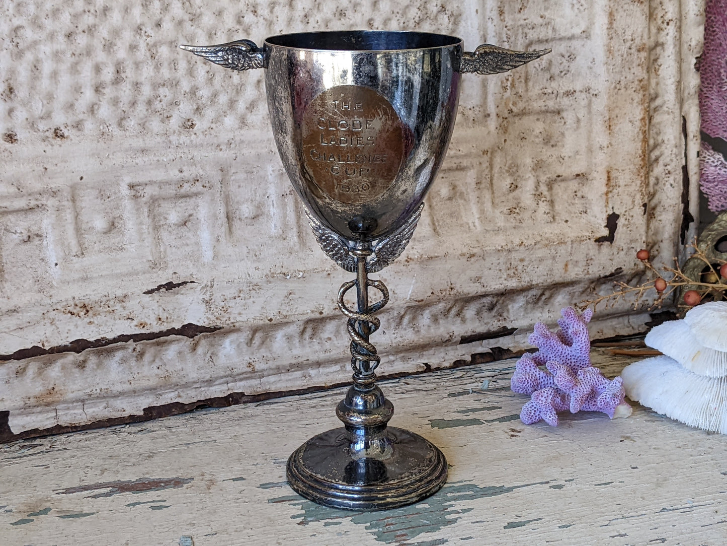 1930 Caduceus Silver Cup Trophy "The Clode Ladies Challenge" !! Amazing Antique Gifts Vintage Gift Ideas !!