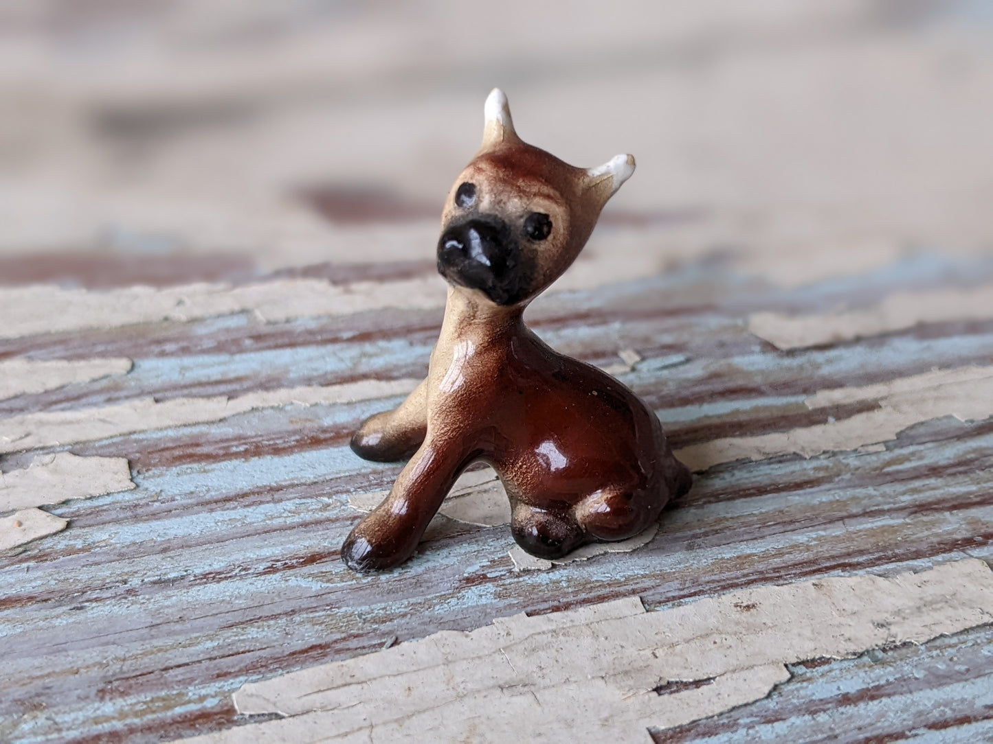 1970s Vintage Hagen Renaker Boxer Pup Porcelain Miniature No. A-284 !! Perfect Gift For Dog Lovers !!