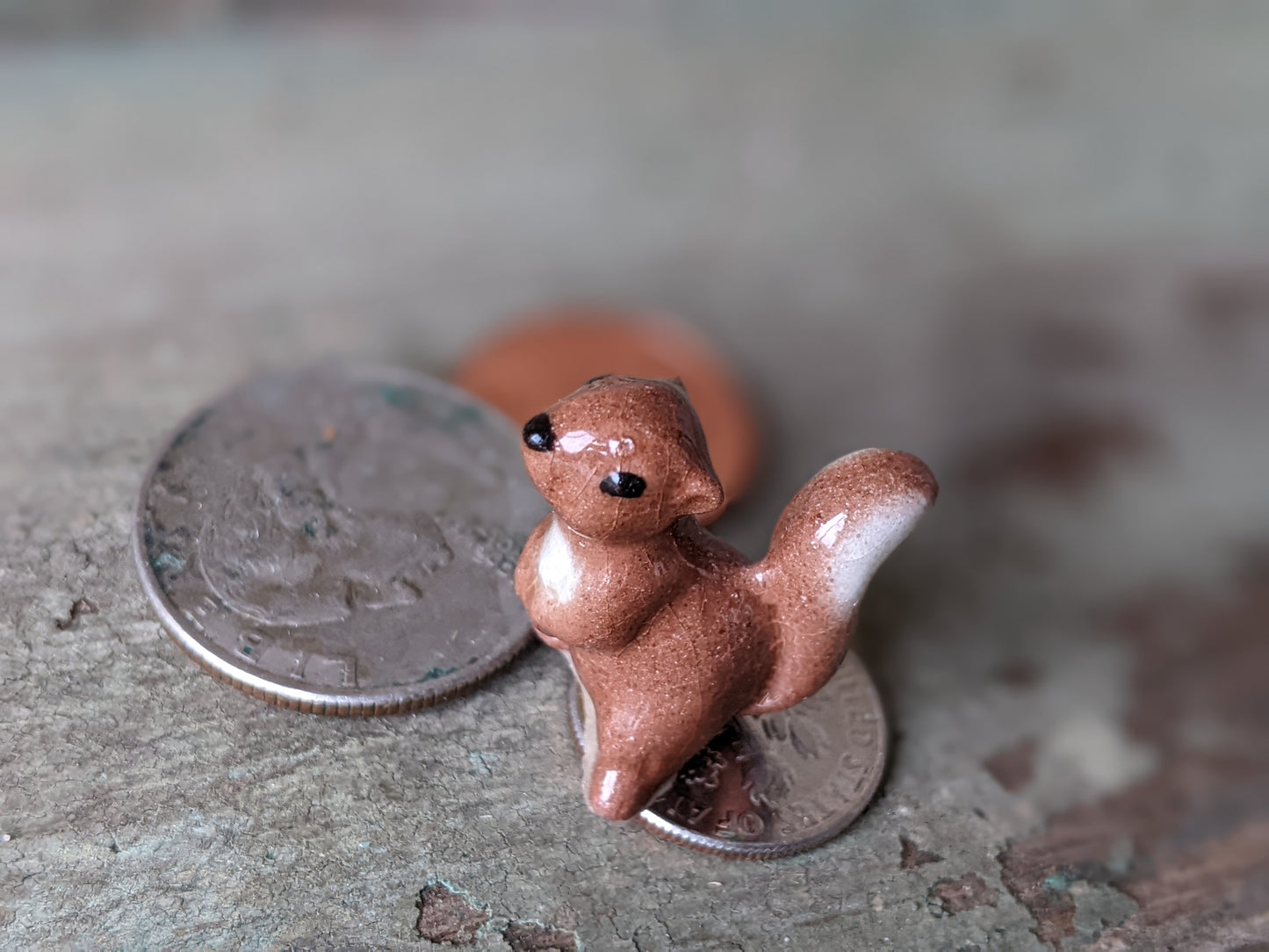 1970s Early Hagen Renaker Mini Squirrel Porcelain Miniature !! Rare Vintage Gifts & Collectibles !!