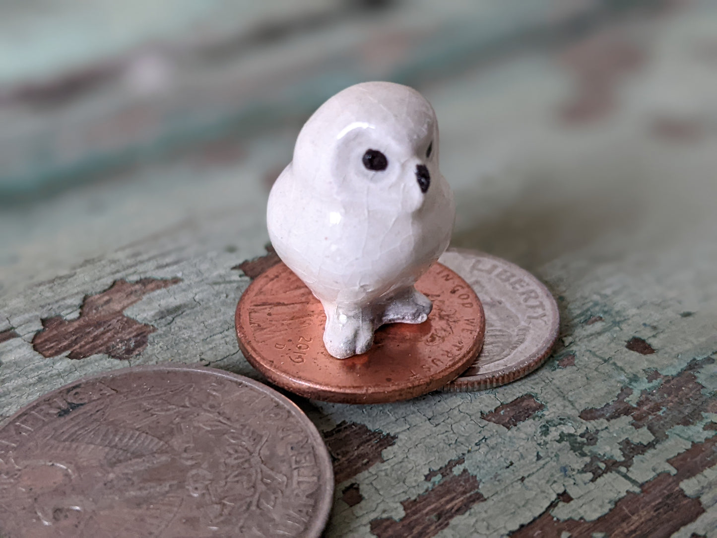 1980s Hagen Renaker Baby Snowy Owl Porcelain Miniature !! Adorable Vintage Gifts Retro Collectibles !!