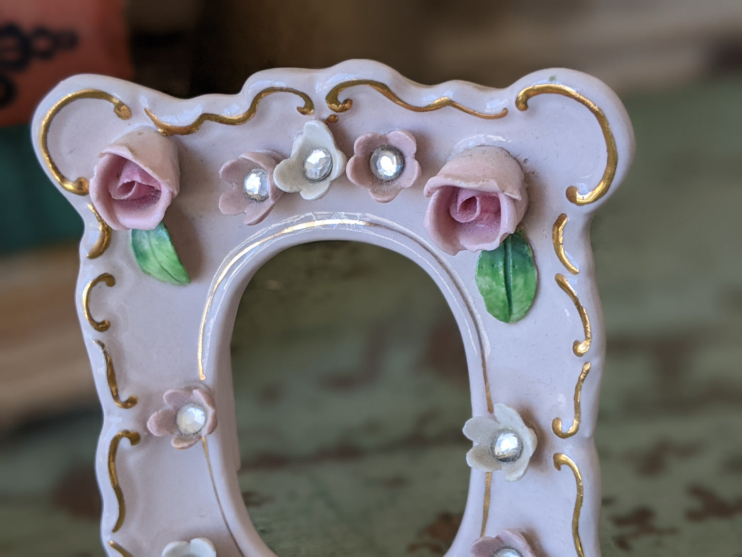 1950s Lefton China Picture Frames Set of 2 Soft Pale Pink No. 90510 Porcelain Flowers !! Joyful Vintage Gifts & Collectibles