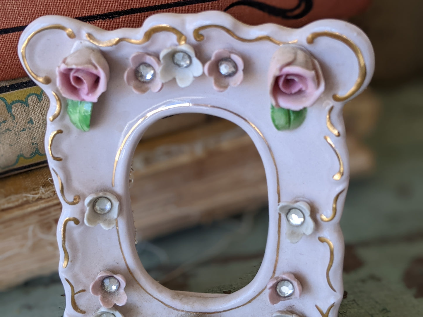 1950s Lefton China Picture Frames Set of 2 Soft Pale Pink No. 90510 Porcelain Flowers !! Joyful Vintage Gifts & Collectibles