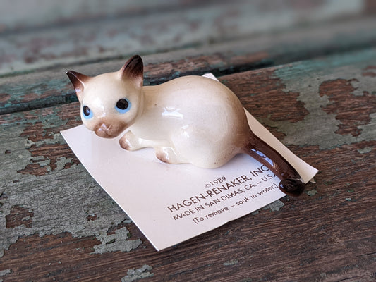 1989 !! NOC Siamese Kitten Curious Miniature by Hagen Renaker on Original Card Porcelain !! Adorable Quality Vintage Gifts & Collectibles