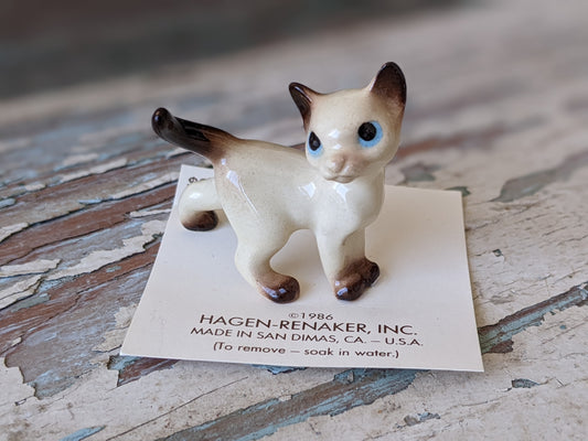 1986 !! NOC Siamese Kitten Miniature by Hagen Renaker on Original Card Porcelain Baby !! Adorable Rare Quality Vintage Gifts & Collectibles