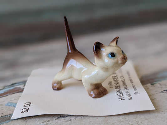 1986 !! NOC Siamese Attack Kitten Miniature by Hagen Renaker on Original Card Porcelain !! Adorable Quality Vintage Gifts & Collectibles