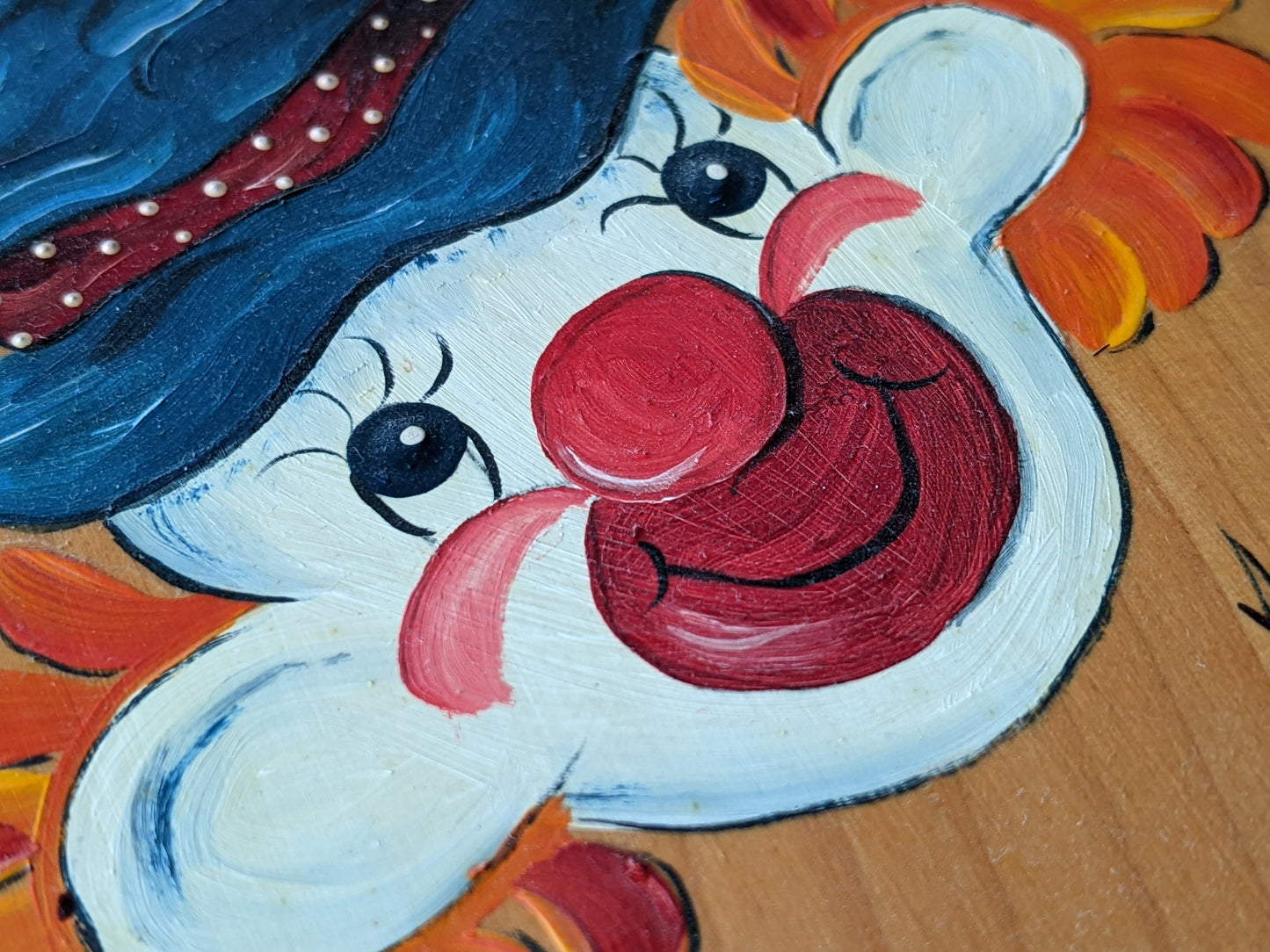 Vintage Signed Original Clown Portrait Painting on Wood Plaque !! Awesome Unique Art Gifts & Collectibles !!