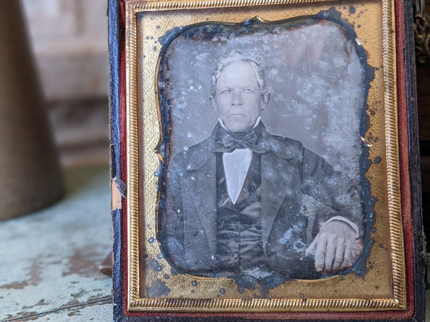 1850s Daguerreotype Male Portrait Stunning Character with Molded Case !! Historical Antique Photography Gifts & Collectibles