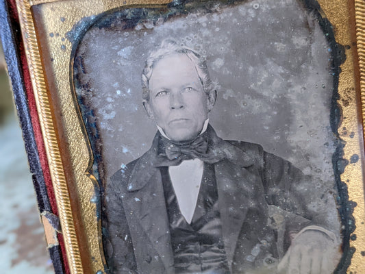 1850s Daguerreotype Male Portrait Stunning Character with Molded Case !! Historical Antique Photography Gifts & Collectibles