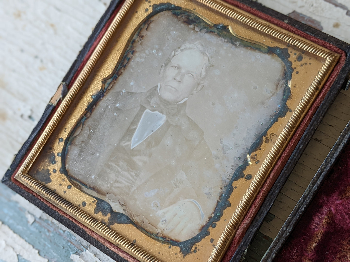 1850s Daguerreotype Male Portrait Stunning Character with Molded Case !! Historical Antique Photography Gifts & Collectibles