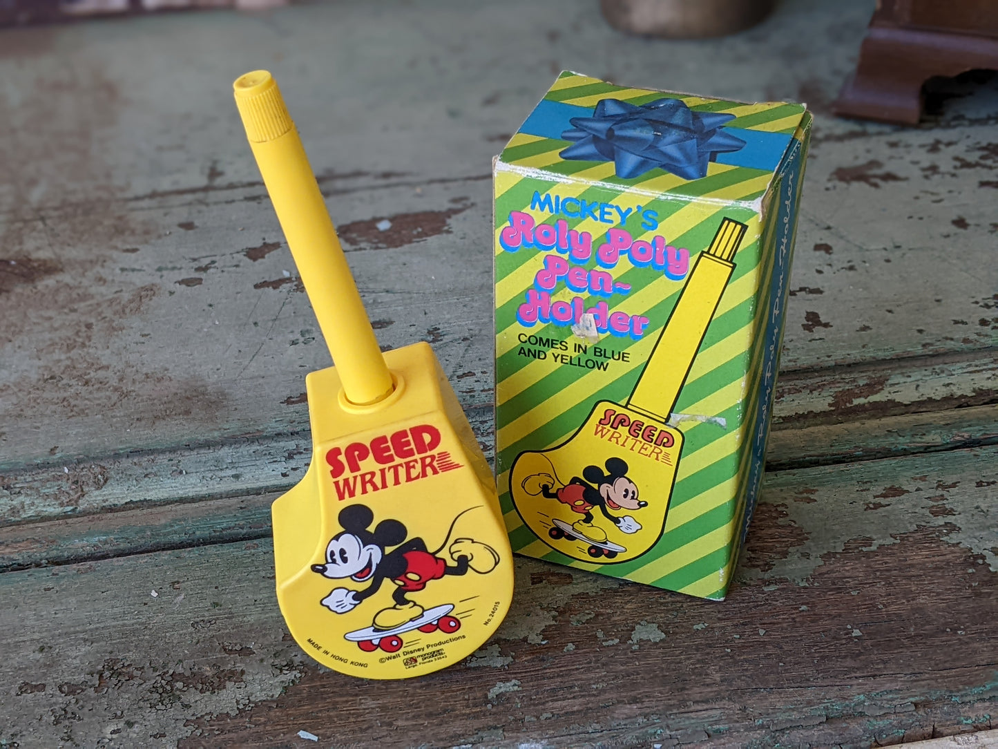 1970s Roly Poly Pen Holder Mickey Mouse Speed Writer by Walt Disney Productions !! Awesome Retro Gifts & Collectibles