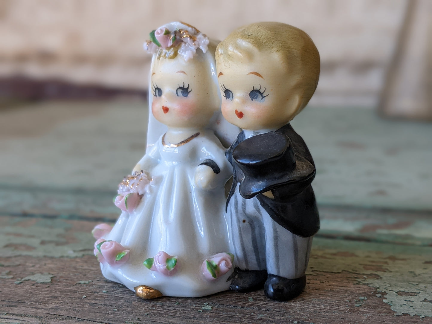 1950s Lefton Wedding Bell Porcelain Hand Painted Bride Groom !! Thoughtful Vintage Gifts & Collectibles