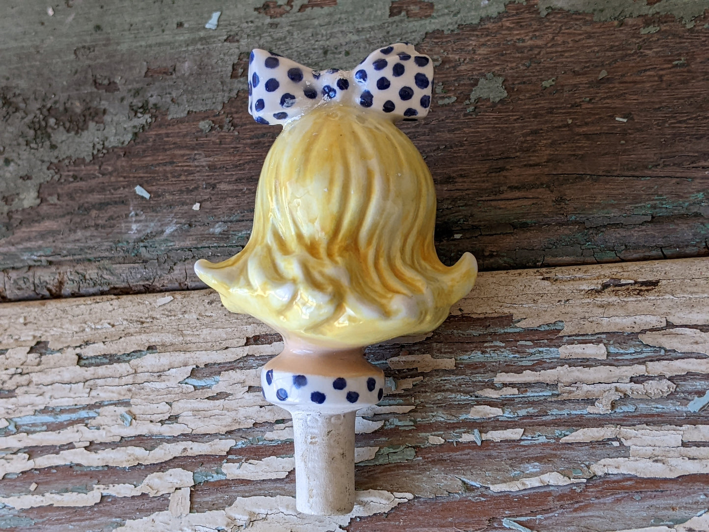 Vintage Ultra-Rare Bottle Stopper Blonde Double Eyed Retro Mod Caricature by Atlantic Mold !! Amazing Unique Retro Gifts & Collectibles