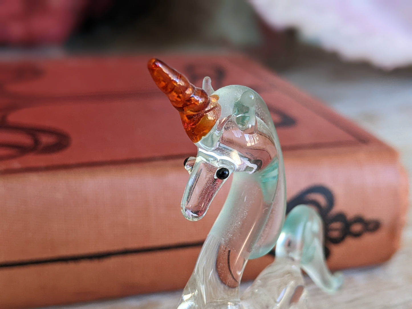 1980s Hand-Pulled Glass Unicorn Handmade Murano Italian Style Glass Adorable !! One-Of-A-Kind Joyful Vintage Gifts !!