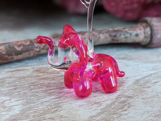 Vintage Hand-Pulled Glass Elephant Murano Style Italian Handmade Glass Adorable !! One-Of-A-Kind Joyful Vintage Gifts !!