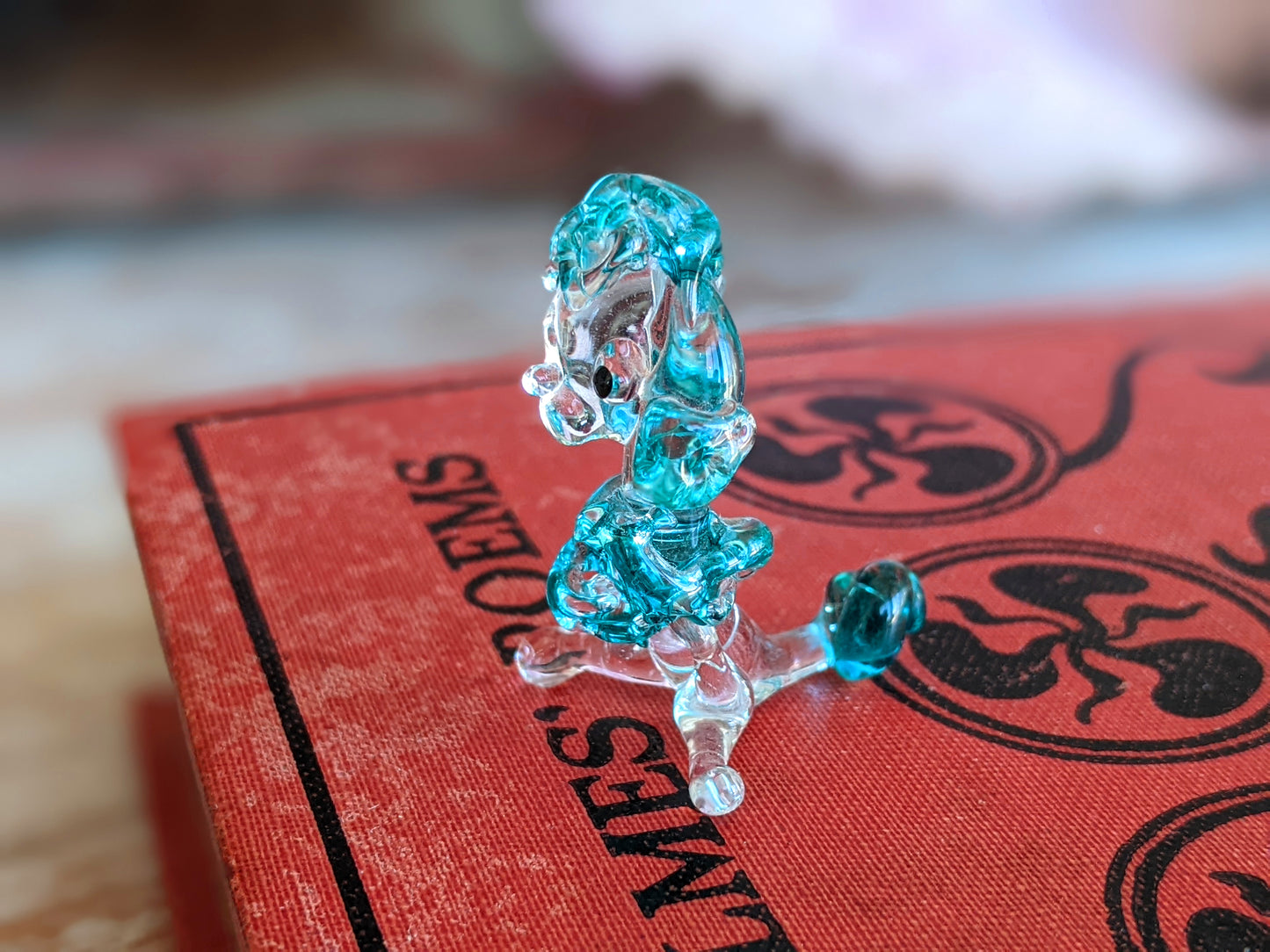 Vintage Hand-Pulled Glass Poodle Blue Murano Style Italian Handmade Glass Adorable !! One-Of-A-Kind Joyful Vintage Gifts !!