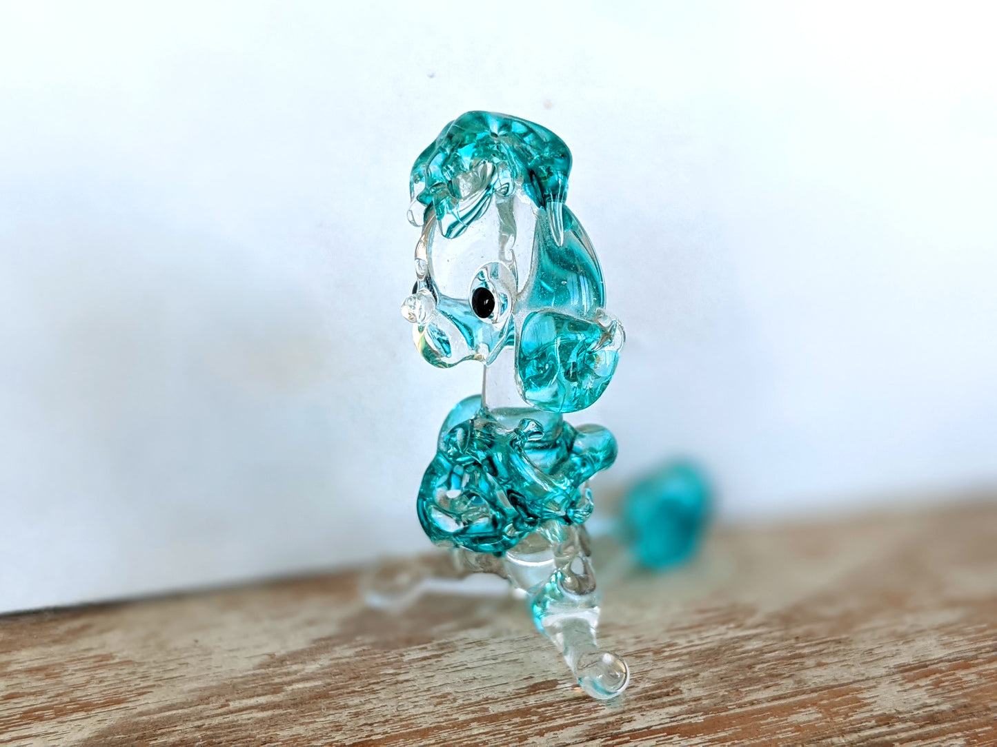 Vintage Hand-Pulled Glass Poodle Blue Murano Style Italian Handmade Glass Adorable !! One-Of-A-Kind Joyful Vintage Gifts !!