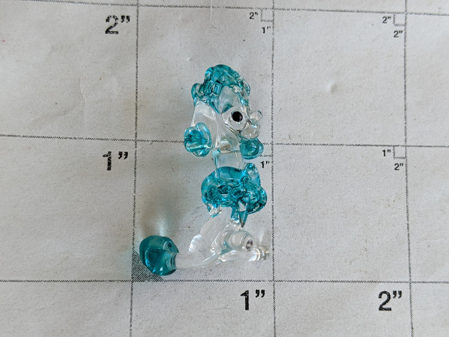 Vintage Hand-Pulled Glass Poodle Blue Murano Style Italian Handmade Glass Adorable !! One-Of-A-Kind Joyful Vintage Gifts !!