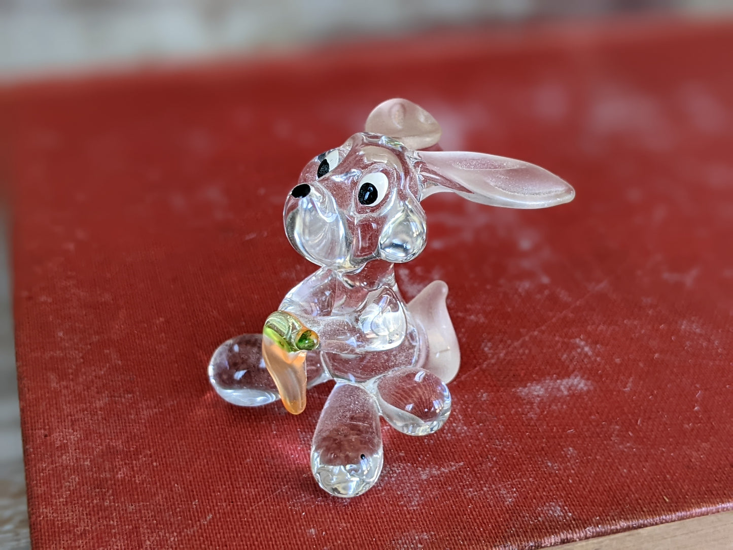 Vintage Pulled Glass Bunny w Carrot Murano Style Italian Handmade Hand-Pulled Glass Adorable !! One-Of-A-Kind Joyful Vintage Gifts !!