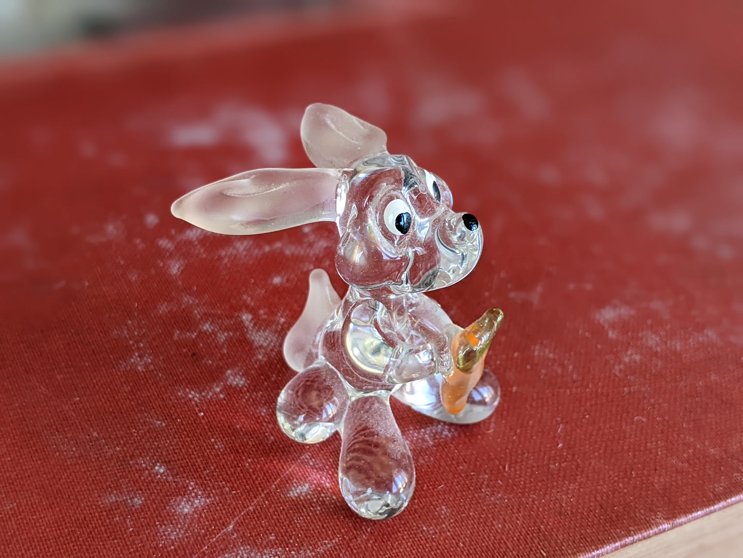 Vintage Pulled Glass Bunny w Carrot Murano Style Italian Handmade Hand-Pulled Glass Adorable !! One-Of-A-Kind Joyful Vintage Gifts !!