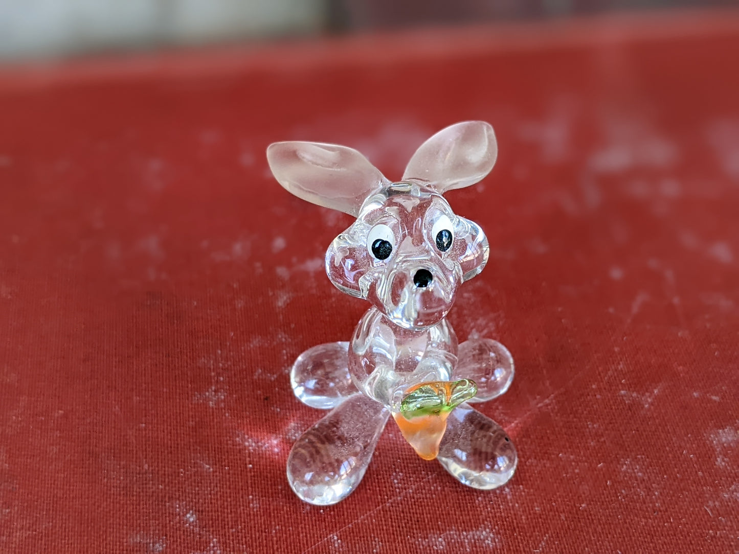 Vintage Pulled Glass Bunny w Carrot Murano Style Italian Handmade Hand-Pulled Glass Adorable !! One-Of-A-Kind Joyful Vintage Gifts !!