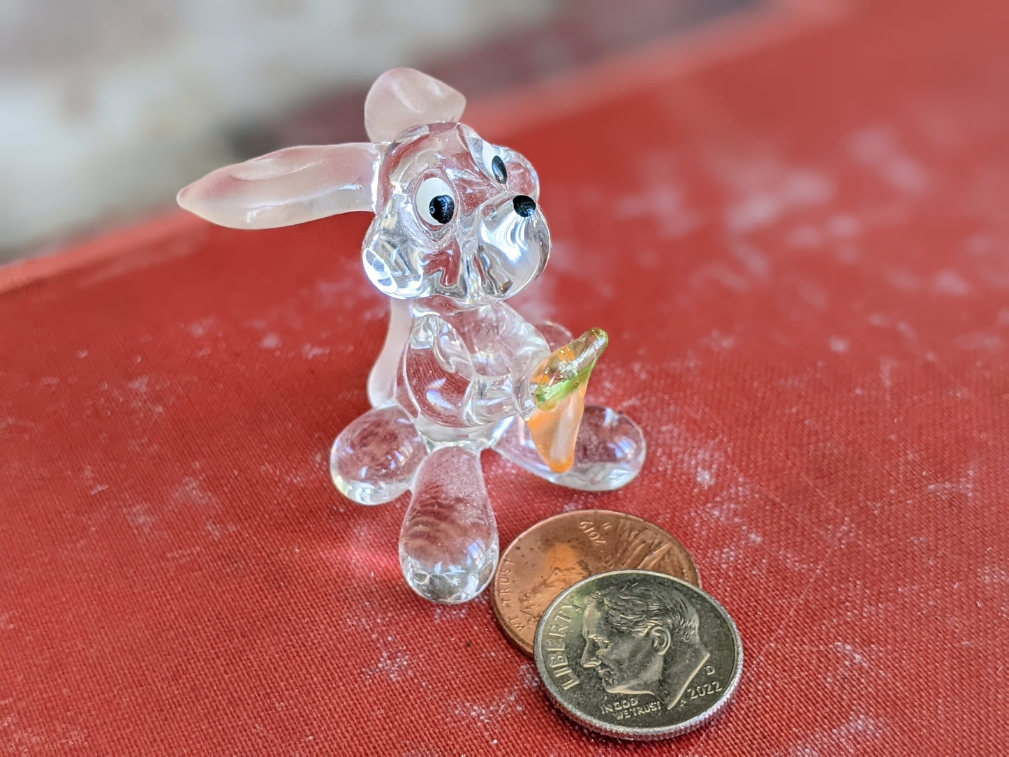 Vintage Pulled Glass Bunny w Carrot Murano Style Italian Handmade Hand-Pulled Glass Adorable !! One-Of-A-Kind Joyful Vintage Gifts !!