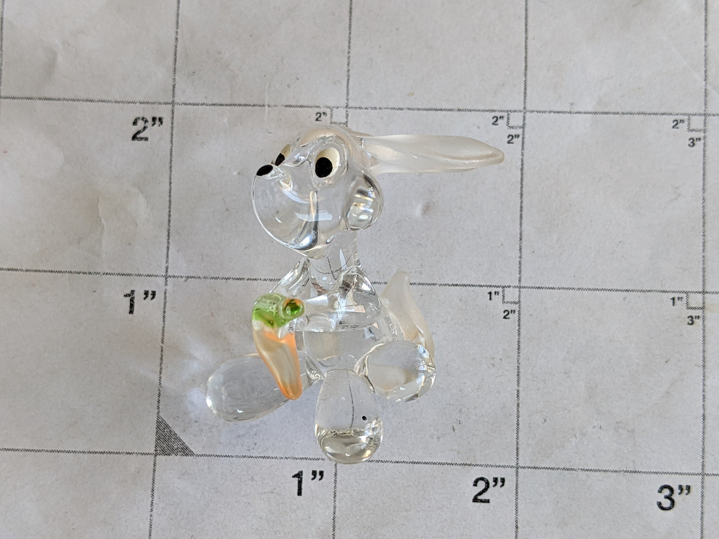 Vintage Pulled Glass Bunny w Carrot Murano Style Italian Handmade Hand-Pulled Glass Adorable !! One-Of-A-Kind Joyful Vintage Gifts !!