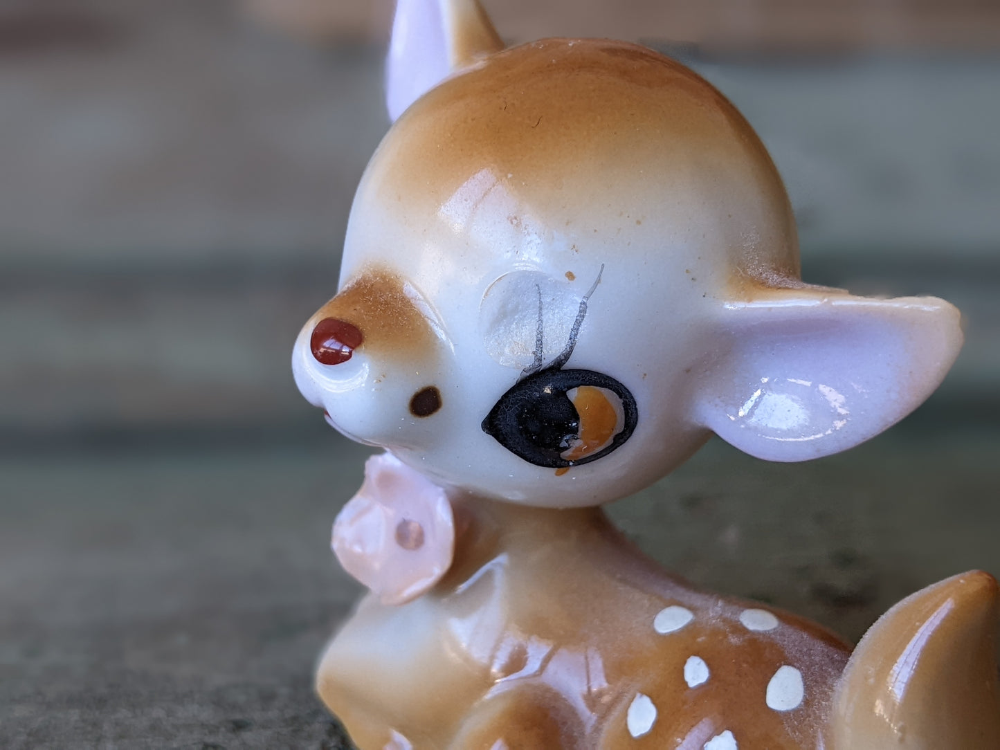 1950s Fawns Doe Baby Deer Porcelain Figurines Japan Applied Flowers !! Kitschy Kitsch Vintage Adorable Gifts & Collectibles